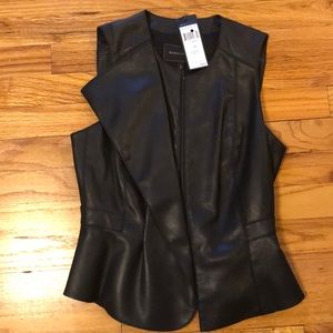 BCBG faux leather zipper up vest